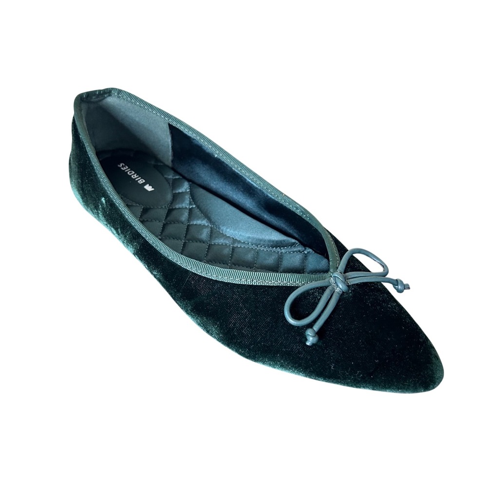 Birdies Shoes Size 7 Goldfinch‎ Velvet Pointed Toe Flats Emerald Green